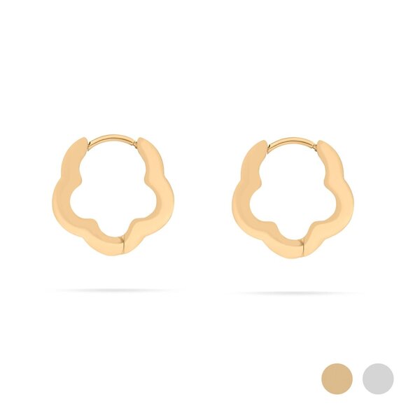 18K Gold PVD Nickel-free Wavy Huggie Hoop Earrings | Waterproof Non-Tarnishing - Picture 1 of 6